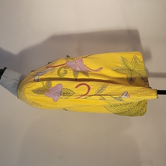 Wearable Art Indigo Moon Embroidered Asian Floral Jacket Size: S - Picture 8 of 11